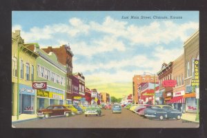 CHANUTE KANSAS DOWNTOWN STREET SCENE OLD CARS VINTAGE POSTCARD