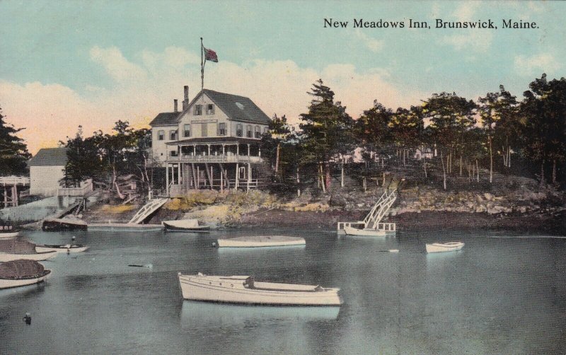 BRUNSWICK, Maine, 1900-1910s; New Meadows Inn, Boats