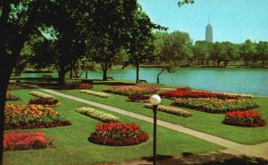 Postcard Loring Park With Foshay Rower In Background Minneapolis Minnesota MN