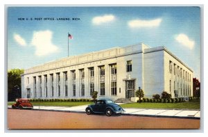 Post Office Building Lansing Michigan MI UNP Linen Postcard E19