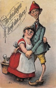 Lot169 the heart lies in the eyes comic old couple postcard germany