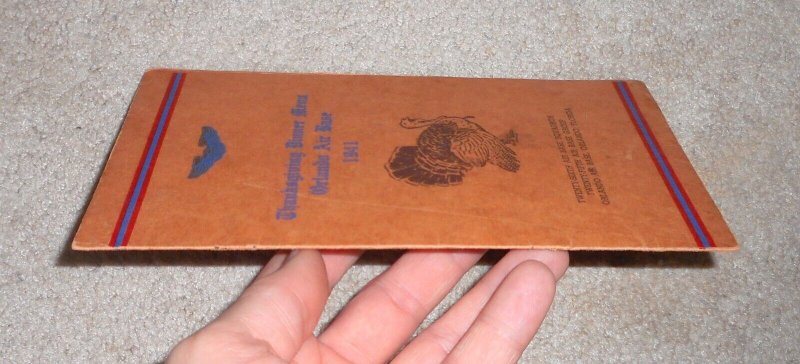 1941 ORLANDO AIR BASE FORCE THANKSGIVING DINNER MENU 26TH SQUADRON FLORIDA FL
