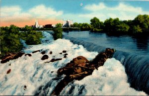 Idaho Idaho Falls Snake River With Mormon Temple Hospital and Nurses' Ho...