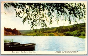 Vtg Coulee City Washington WA Deep Lake Sun Lakes State Park Postcard