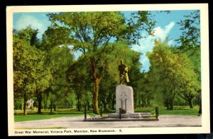 New Brunswick MONCTON Great War Memorial, Victoria Park - WB - PECO