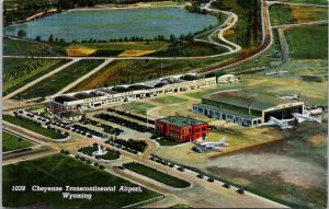 Cheyenne Airport WY Wyoming Aerial View Unused Linen Postcard F4
