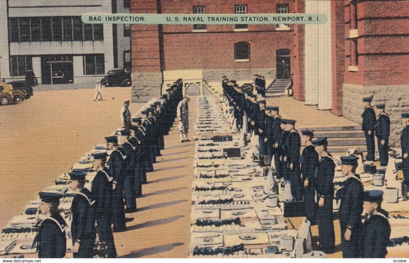 NEWPORT , Rhode Island, 30-40s ; Bag Inspection , U.S. Naval Training Station