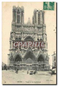 Old Postcard Reims Facade of the Cathedral