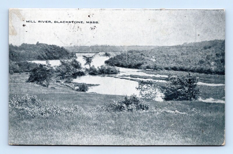 Mill River Blackstone Massachusetts MA 1919 DB Postcard N13