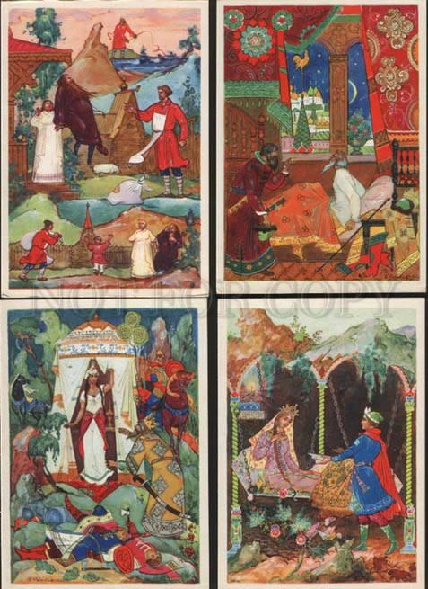 054840 Fairy Tales by PUSHKIN Collection of 12 old RUSSIAN PCs