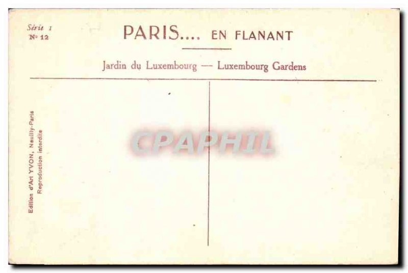 Postcard Old Paris while strolling Garden Luxambourg