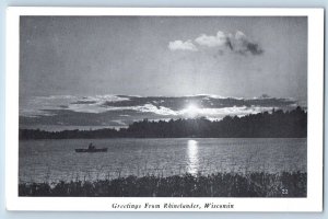 Desoto Missouri MO Postcard Greetings Boating On A Lake Sunset Scene c1920's
