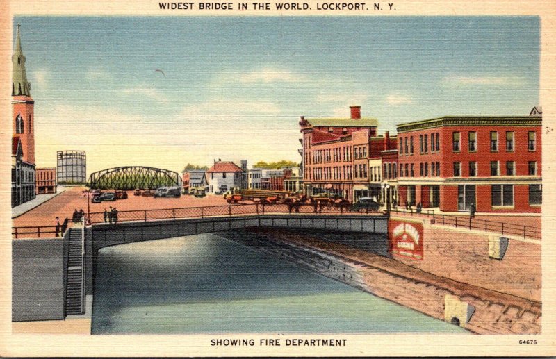 New York Lockport Widest Bridge In The World Showing Fire Department