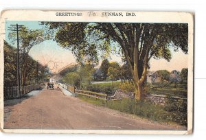 Sunman Indiana IN Postcard 1930-1950 Greetings Country Scene