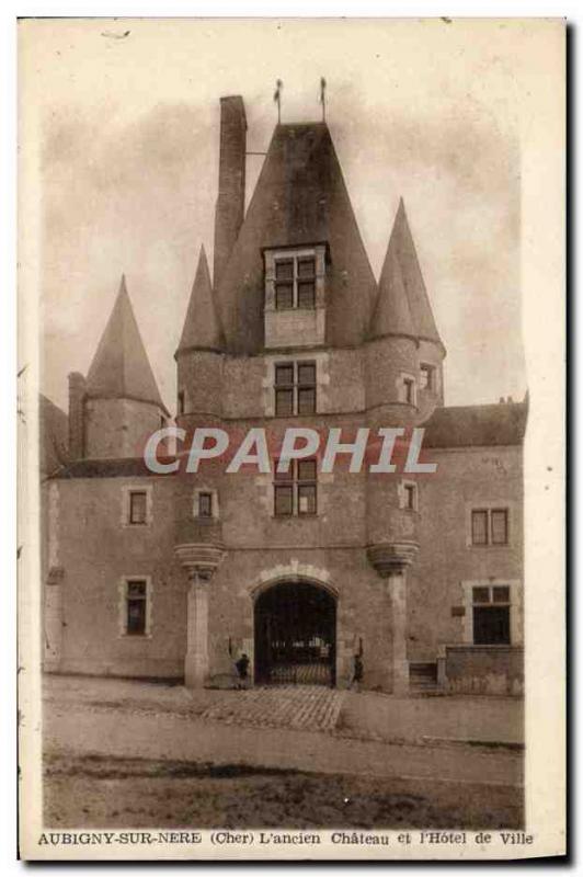 Old Postcard Aubigny Sur Nere L & # 39Ancien Chateau and L & # City 39Hotel