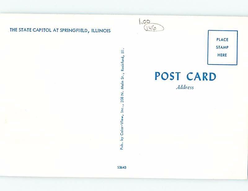 Unused Pre-1980 CAPITAL BUILDING Springfield Illinois IL G0281