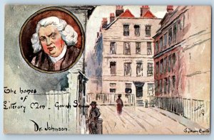 1909 Dr. Johnson The Homes Of Literary Men Oilette Tuck Art Antique Postcard