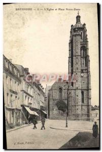 Old Postcard Bressuire L & # 39Eglise And Place Notre Dame