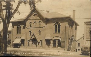 Suffield CT Connecticut Town Hall Post Office c1910 Real Photo Postcard