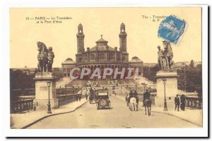 Old Postcard Paris Trocadero and the bridge & # 39Iena