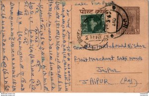 India Postal Stationery Ashoka 6p to Jaipur Mohd Bux Subzi Mandi Pali Marwar