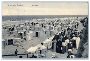 1908 The Beach Greetings from Borkum Island in Germany Antique Postcard