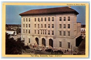 c1920's Post Office Building Classic Cars Entrance Brownsville Texas Postcard