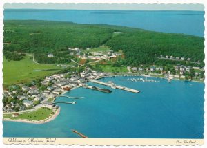 Aerial View of Historic Mackinac Island MI, Michigan