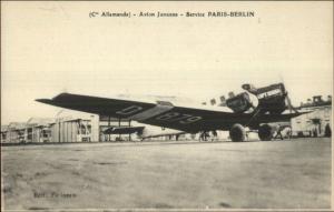 Junker Airplane D 879 on Wing Paris to Berlin Lufthansa Postcard