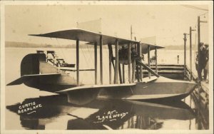 Curtis Seaplane Pontoon Airplane Lakewood Skowhegan ME Maine RPPC