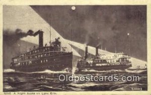 A Night Scene On Lake Erie, Michigan MI USA Steam Ship 1912 light wear, posta...