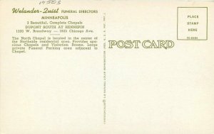 Chapel Funeral Directors Welander Tuist Postcard Minneapolis Minnesota 20-13600