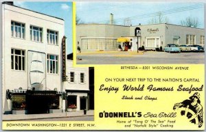 Washington DC Postcard O'DONNELL'S SEA GRILL Restaurant c1950s Chrome Unused