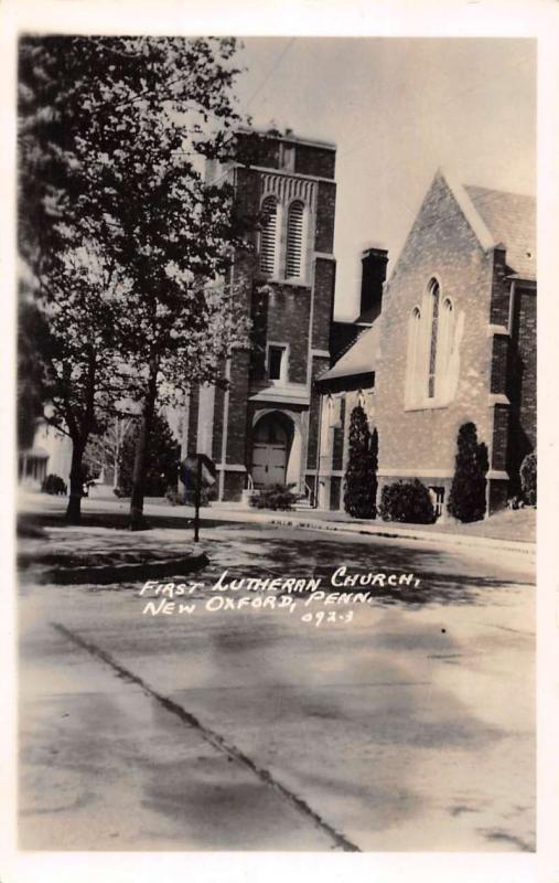 New Oxford Pennsylvania First Lutheran Church Real Photo Antique Postcard K95670