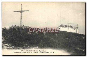 Old Postcard Lourdes Summit of the Pic du Jer The cross and the & # 39observa...
