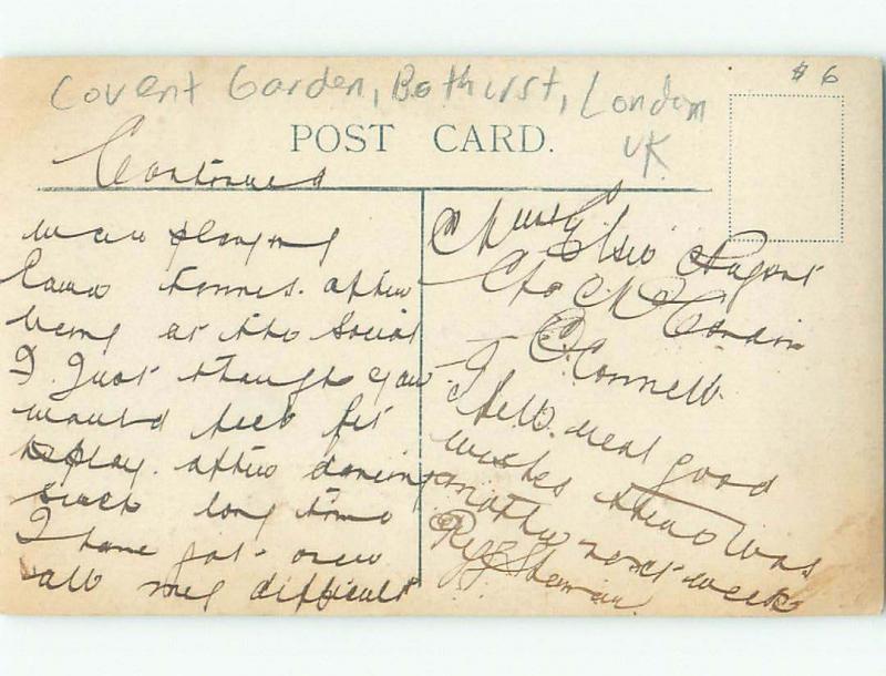 old rppc COVENT CONVENT GARDEN BATHURST Westminster - London England UK i2893