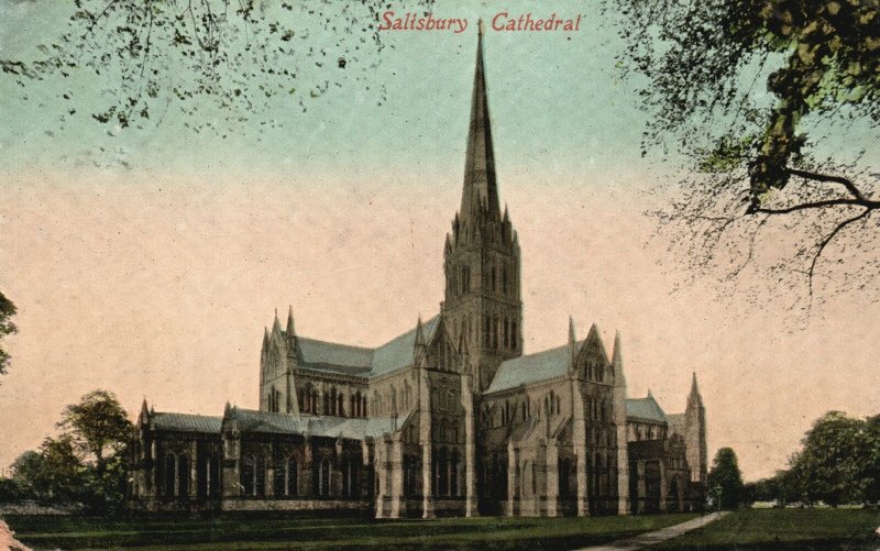 Vintage Postcard 1911 Cathedral Church Salisbury Wiltshire England UK