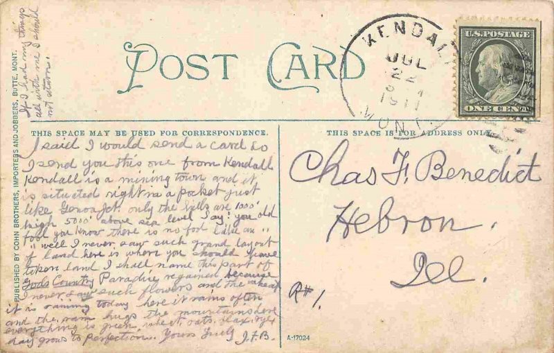 Cowboy Trying To Throw Steer Rodeo Montana 1911 postcard