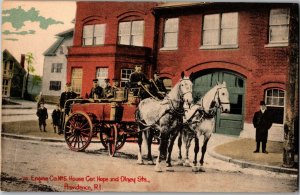 Fire Engine Co. 5 House, Hope & Olney St, Providence RI Vintage Postcard D69