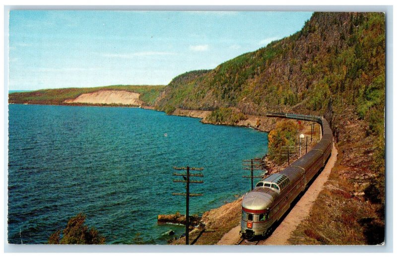 c1960's Train at North Shore of Lake Superior Ontario Canada Vintage Postcard 