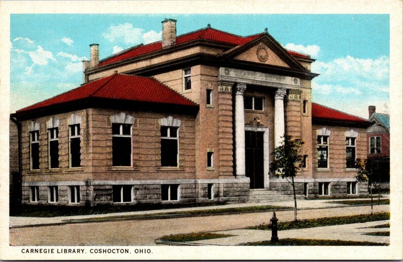 Postcard Carnegie Library in Coshocton, Ohio~135642 