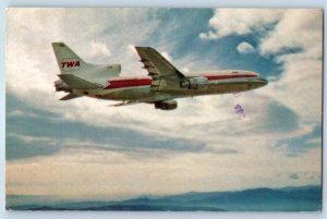 Germany Postcard Scene of TWA L-1011 In Flight c1950's Vintage Posted