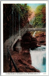 Flying Stairs at Rainbow Falls Watkins Glen New York NY Postcard