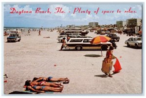 c1960's Plenty Space To Relax At Daytona Beach Florida FL, Cars Vintage Postcard