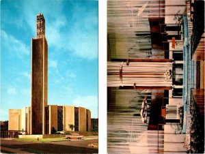 2~Postcards OK, Oklahoma City  ST LUKE'S METHODIST CHURCH & INTERIOR  50's Car