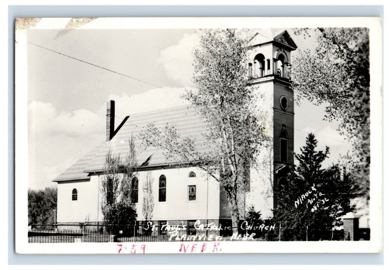 Vintage St Paul's Cathilic Church Plainview NE Real Photo RPPC Postcard P141