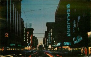 Automobiles Broadway Night Neon Los Angeles California Postcard Western 11447