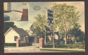 NEW IBERIA LOUISIANA TECHE COURTS INTERIOR MOTEL LINEN ADVERTISING POSTCARD