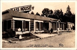 RPPC The Glass House Restaurant, Coca Cola Sign, Helenwood TN Vtg Postcard V65