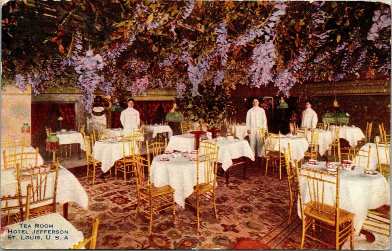 Vtg 1910s Hotel Jefferson Tea Room St Louis Missouri MO Postcard